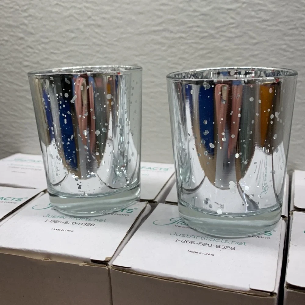 12 Mercury Glass Candle Votives 2.75 inch - Picture 4 of 7
